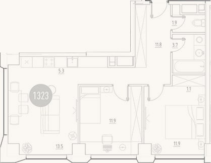 Планировка: 3-к, 61,1 м²