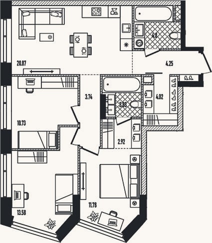 Планировка: 4+ к, 80,4 м²