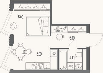 Планировка: Студия, 30 м²