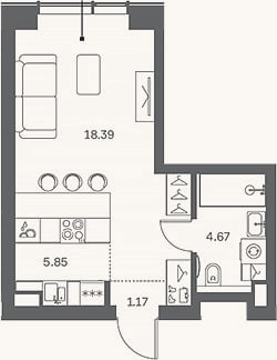 Планировка: Студия, 30,1 м²