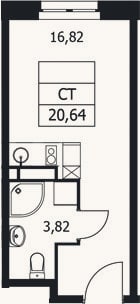 Планировка: Студия, 20,6 м²