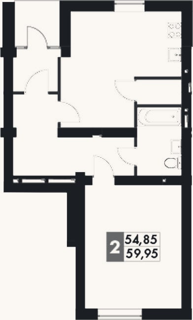 Планировка: 2-к, 63,2 м²