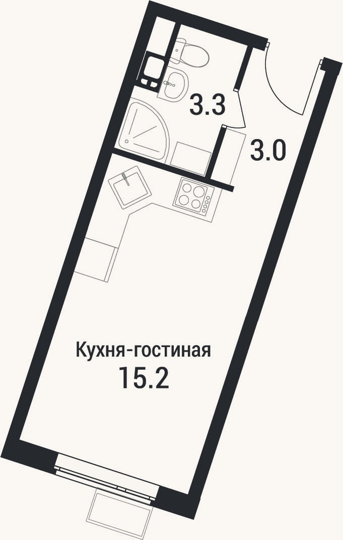 Планировка: Студия, 21,5 м²