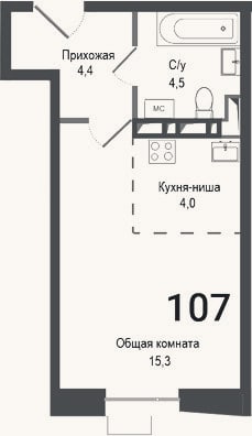 Планировка: Студия, 28,2 м²