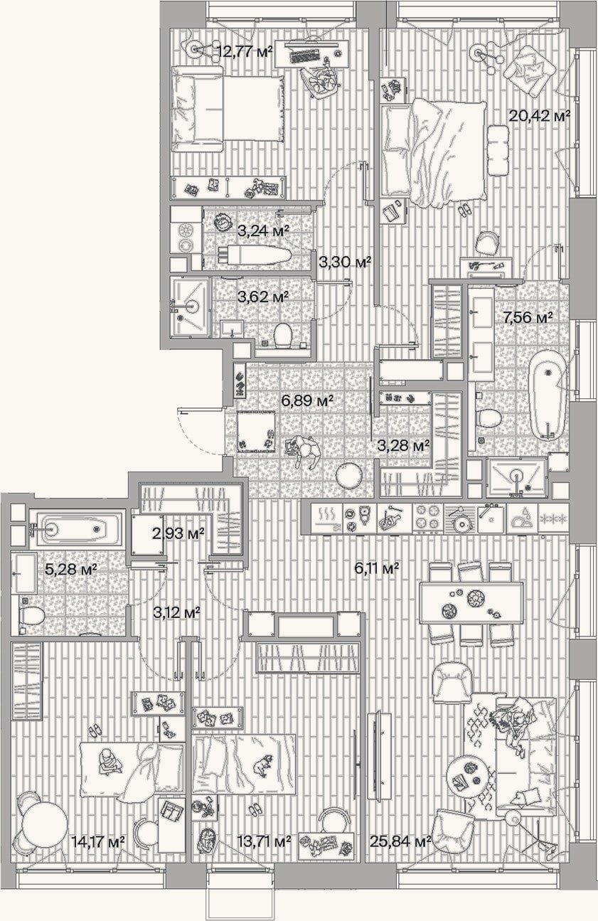 Планировка: 4+ к, 132,2 м²