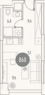 Планировка: Студия, 26,2 м²