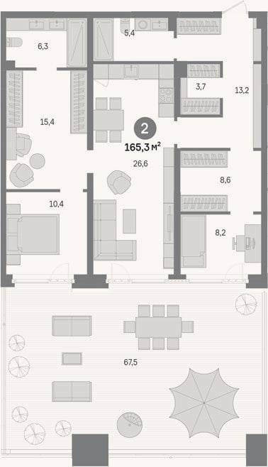 Планировка: 2-к, 97,8 м²