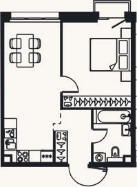 Планировка: 2-к, 40,9 м²