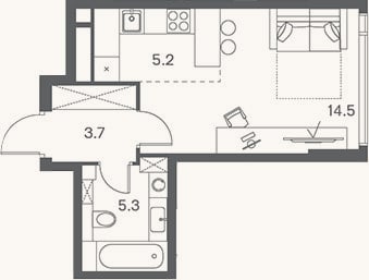 Планировка: Студия, 28,7 м²