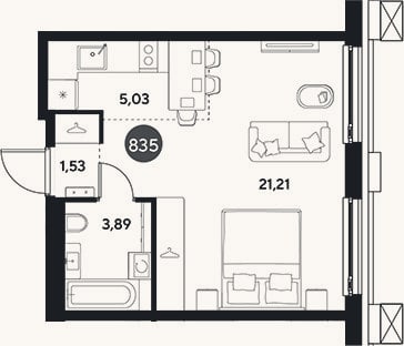 Планировка: Студия, 31,7 м²