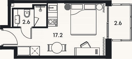Планировка: Студия, 19,8 м²