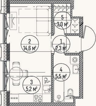 Планировка: Студия, 30,6 м²