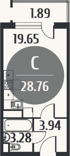 Планировка: Студия, 26,8 м²