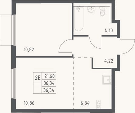 Планировка: 2-к, 36,3 м²