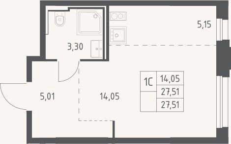 Планировка: Студия, 27,5 м²