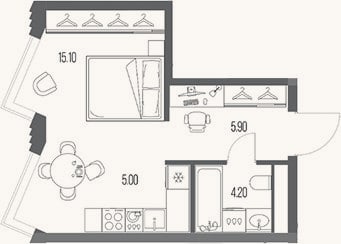 Планировка: Студия, 30,2 м²