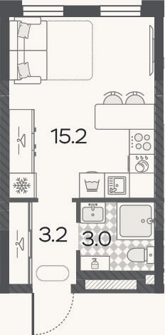 Планировка: Студия, 21,4 м²