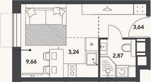 Планировка: Студия, 19,4 м²