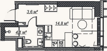 Планировка: Студия, 22,5 м²